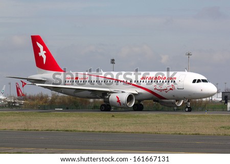 Paris - March 29: Air Arabia A320 Taxis On Apron On March 29, 2010 In Paris, France. Air Arabia Maroc Is A Moroccan Low-Cost Airline.