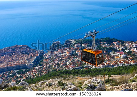 Cable Car Moving Down To Dubrovnik