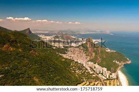Scenic Rio de Janeiro Aerial View with Ocean, Mountains, Urban Areas