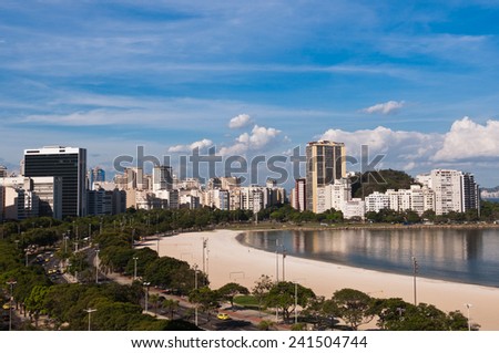 View of Botafogo Beach and Commercial and Residential Buildings of Rio de Janeiro, Brazil