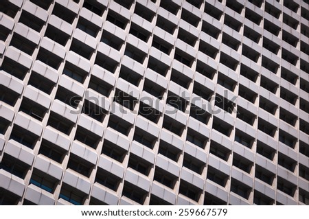 Perspective of Building Facade with Windows