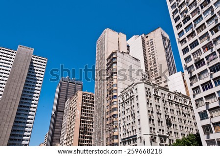 Old Commercial Skyscrapers in Downtown Rio de Janeiro, Brazil
