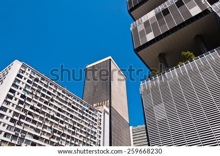 Old Commercial Skyscrapers in Downtown Rio de Janeiro, Brazil