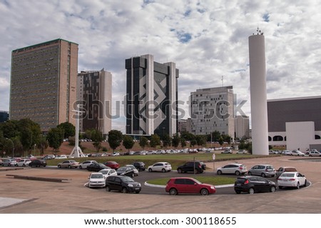 BRASILIA, BRAZIL - JUNE 3, 2015: Buildings of South Banking Sector. All the buildings of the complex are own by national banks of Brazil.
