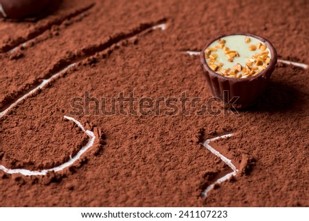 Cacao powder with candy