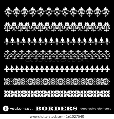 Decorative borders isolated on black background set 6 Decorative borders isolated on black background set 6