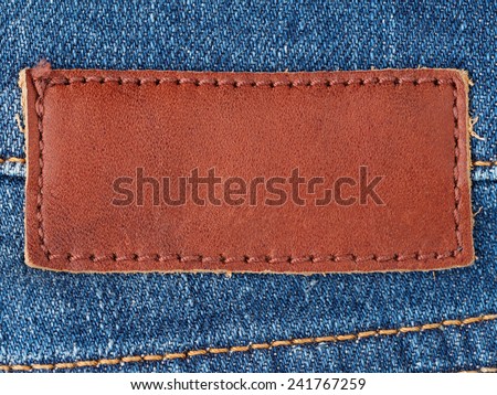 Blank leather patch on denim jeans clothing