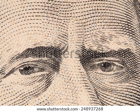 Ulysses Grant eyes extreme macro on US 50 dollar bill, united states money closeup, 2009 series
