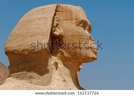 Closeup detials of The Sphinx, Next to the Great Pyramid, Giza,  Egypt