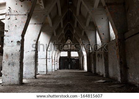 A Desolate Old Industrial Building Inside, Corridor