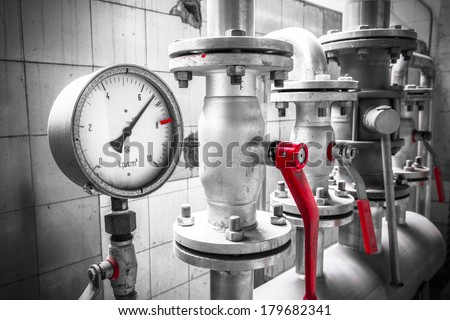 an industrial pipe, valves, detail