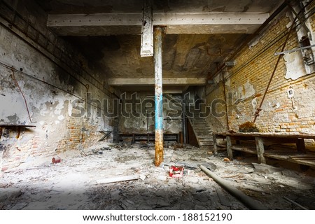an old empty desolate dirty locksmith workshop