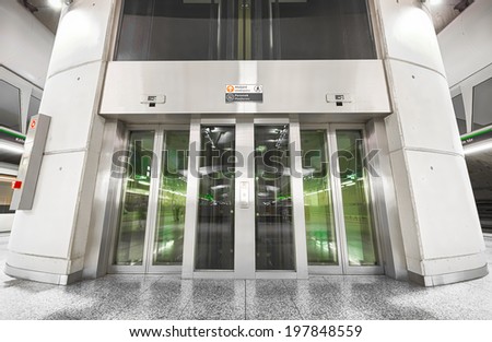 modern subway station,  elevator