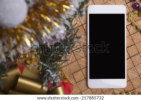 White smartphone frame christmas theme
