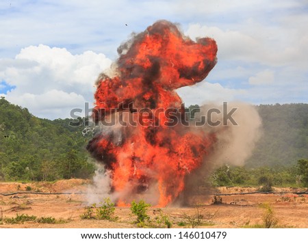 bomb explosion with fire and smoke