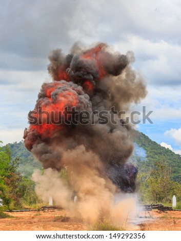 bomb explosion with fire and smoke