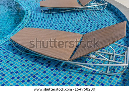 single pool chair in the shallow pool