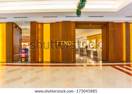 KUALA LUMPUR - DECEMBER 23: Front view of FIDI store at KLCC on Dec 23, 2013 in KL, Malaysia. It is a multinational luxury goods brand owned by LVMH Moet Hennessy Louis Vuitton.