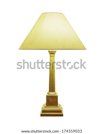 vintage gold table lamp isolated on white background