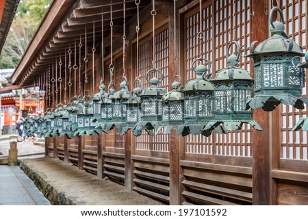 Green lanterns in Kasuga-taisha shrine, Nara, Japan