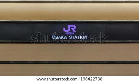 OSAKA - APR 6: JR Osaka Station logo on Apr 6, 14 in Osaka, Japan. It is a major railway station in the Umeda district of Kita-ku, Osaka, Japan, operated by West Japan Railway Company (JR West).