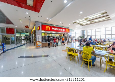 SYDNEY - MAY 15: McDonald\'s Restaurant at Bondi Junction Station on May 15, 14 in Bondi, Sydney. The station located underground with a bus terminal and shopping centre above.