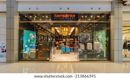 BANGKOK - MAY 7: Samsonite shop at Central World on May 7, 14 in Bangkok. It is a shopping plaza and complex which is the sixth largest shopping complex in the world, owned by Central Pattana.