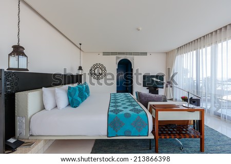 HUA HIN, THAILAND - MAY 23: Room interior of Marrakech Hotel on May 23, 14 in Hua Hin. The design of the hotel was Inspired by rich and colorful culture of Morocco's Marrakech or 