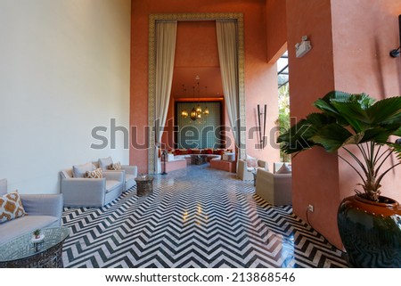 HUA HIN, THAILAND - MAY 23: Lobby of Marrakech Hotel on May 23, 14 in Hua Hin. The design of the hotel was Inspired by rich and colorful culture of Morocco\'s Marrakech or \