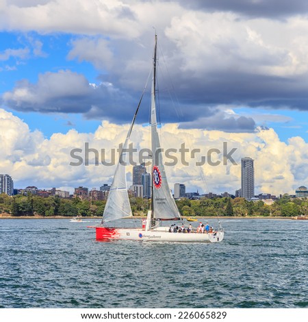 SYDNEY - MAY 11: yacht sails on May 11, 2014 in Sydney. It is a popular sport and recreation for Australian in Sydney.