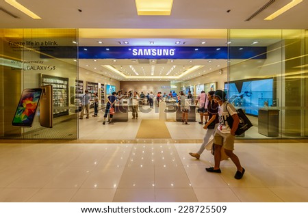 BANGKOK - JUN 22: Samsung shop at Central World on Jun 22, 2014 in Bangkok. It is a shopping plaza and complex which is the sixth largest shopping complex in the world, owned by Central Pattana.