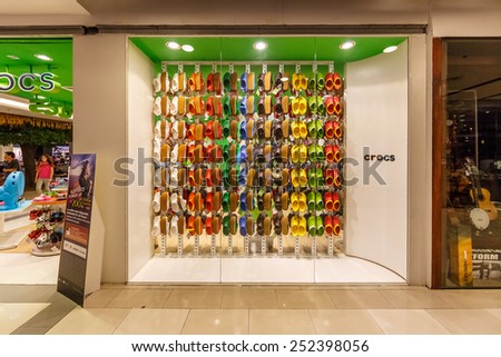BANGKOK-JAN 2: Crocs shop at Central World Shopping Center on Jan 2, 2015. It is a shopping plaza and complex in Bangkok which is the sixth largest shopping complex in the world.