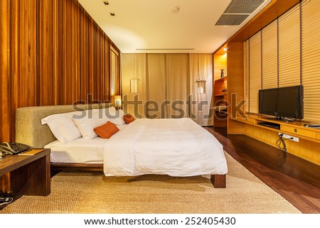 KHAO YAI, THAILAND - DEC 26: Guess room interior of Muti Maya Forest Pool Villa on Dec 26, 2014 in Khao Yai, Thailand. It\'s 7th most romantic resort of the world, reported by Reuters.