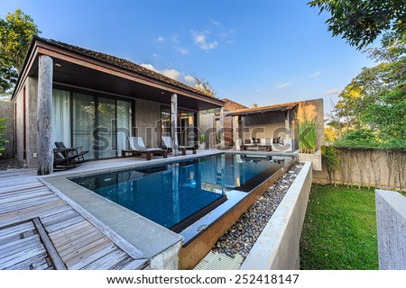 KHAO YAI, THAILAND - DEC 26: Pool Villar of Muti Maya Forest Pool Villa on Dec 26, 2014 in Khao Yai, Thailand. It\'s 7th most romantic resort of the world, reported by Reuters.