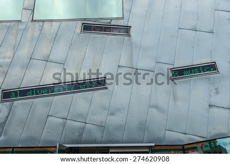 MELBOURNE, AUSTRALIA - MAR 19: Federation Square wall on Mar 19, 2015 in Melbourne. It is a mixed-use development in the inner city of Melbourne, covering an area of 3.2 hectares.