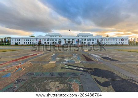 CANBERRA, AUSTRALIA - MAR 22: Old pariament house on Mar 22, 2015 in Canberra, Australia. It was the house of the Parliament of Australia from 1927 to 1988.