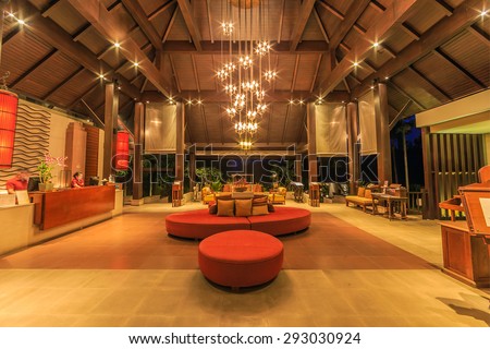 PATTAYA, THAILAND - MAY 23 : Lobby interior of Sea Sand Sun Hotel on May 23, 2015. The hotel consist of 60 boutique-style masterpiece Villas and Rooms, finest collection of Villa in the Pattaya.