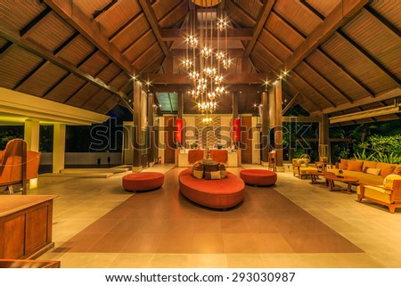 PATTAYA, THAILAND - MAY 23 : Lobby interior of Sea Sand Sun Hotel on May 23, 2015. The hotel consist of 60 boutique-style masterpiece Villas and Rooms, finest collection of Villa in the Pattaya.