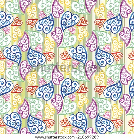 funny seamless pattern with hearts