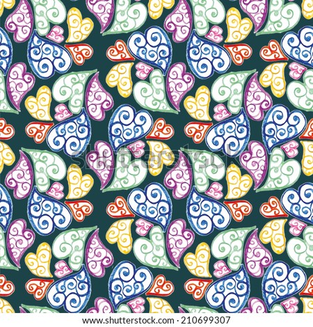 funny seamless pattern with hearts