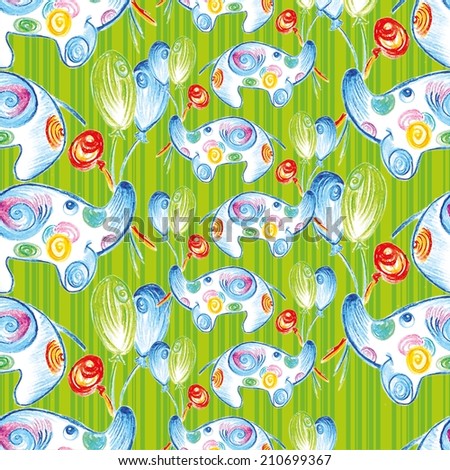 funny seamless pattern with elephants