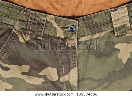 Closeup of Camouflage pants texture