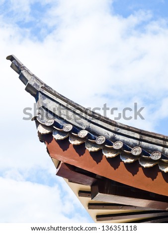 Chinese roof structure from Sirindhon Chinese cultural center, Mae Fah Luang University, Chiang Rai, Thailand
