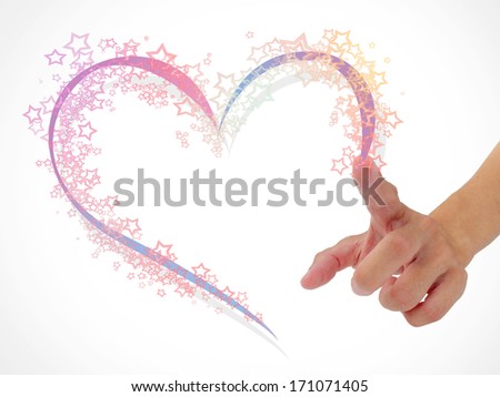hand draw shape of heart on white background