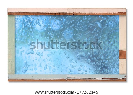 old wooden frame on mirror with water drop , retro message board