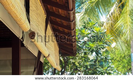 wooden bamboo curtain roll in tropical style