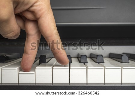 fingers click on the piano keys as if the legs are walking