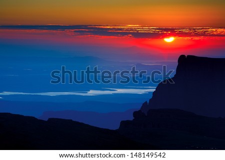 Sunrise over mountain peak