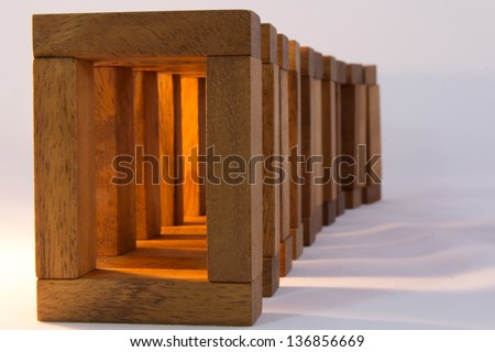Generic wooden block building, wood macro shot
