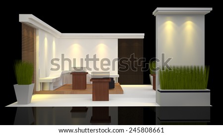 modern booth exhibition design with blank banner